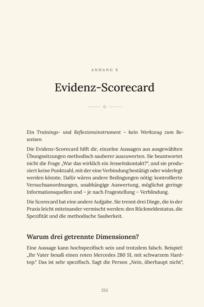 Buchseite 253: Evidenz-Scorecard