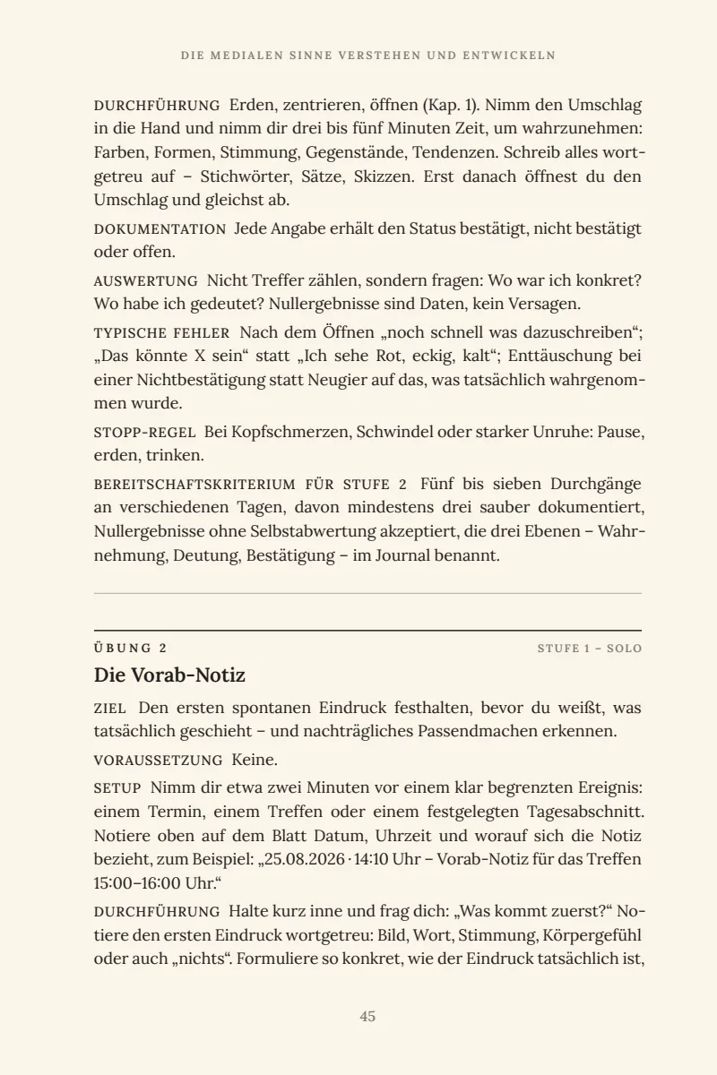 Buchseite 45: Übung mit Stufe und Kriterien